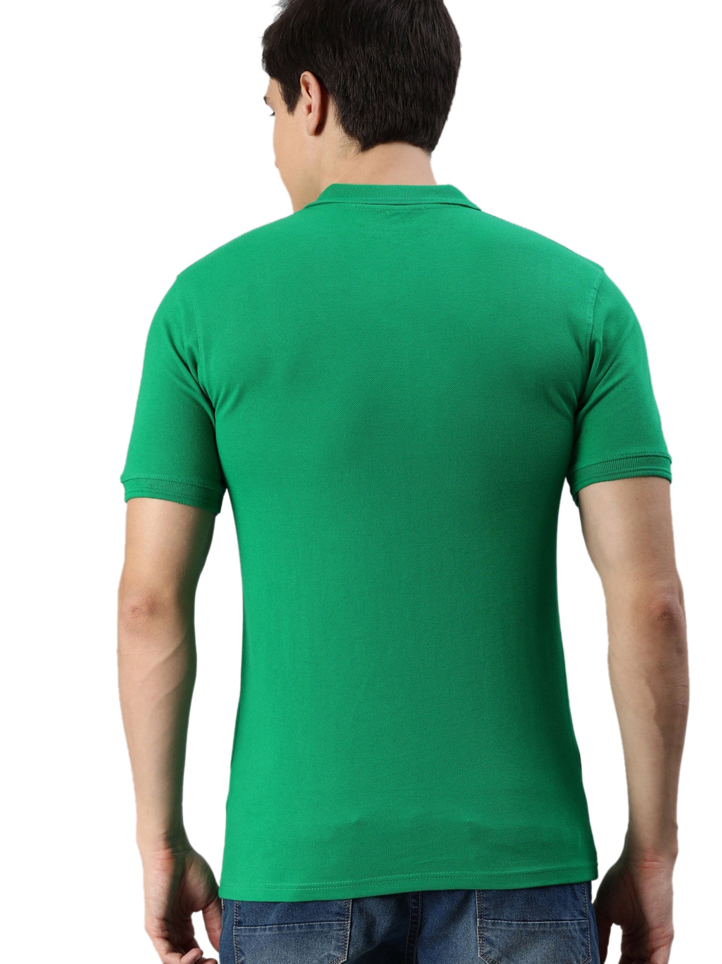 Solid Half Sleeves Mens Polo T-Shirt Green