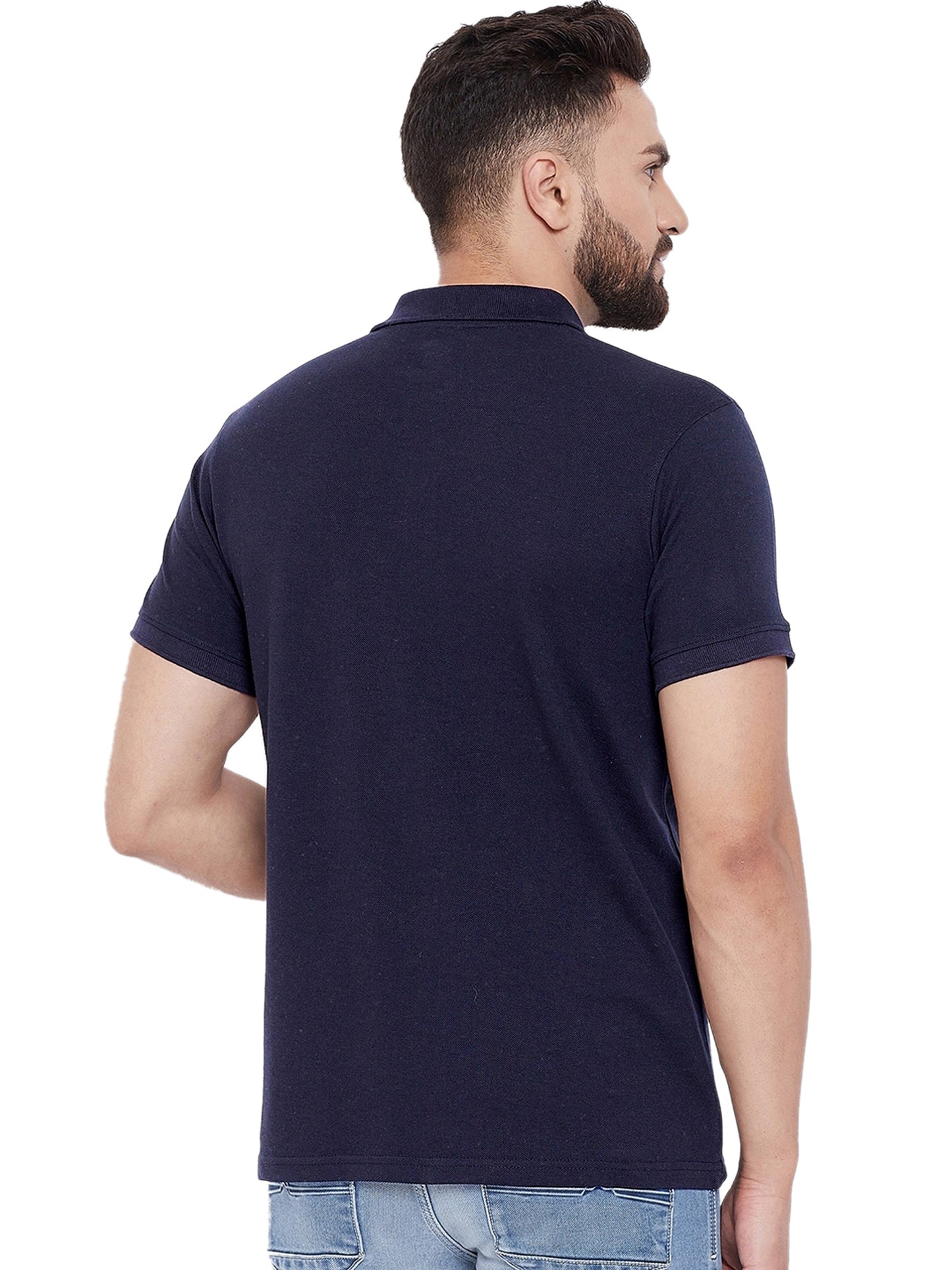 Solid Half Sleeves Mens Polo T-Shirt Royal Blue