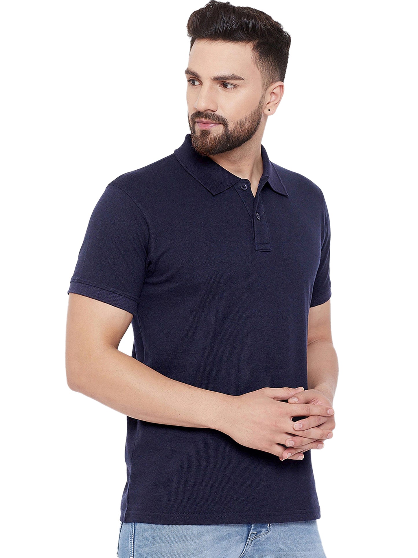 Solid Half Sleeves Mens Polo T-Shirt Royal Blue