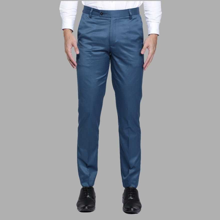 Lycra Trouser Regular Fit Mens Formal blue colour