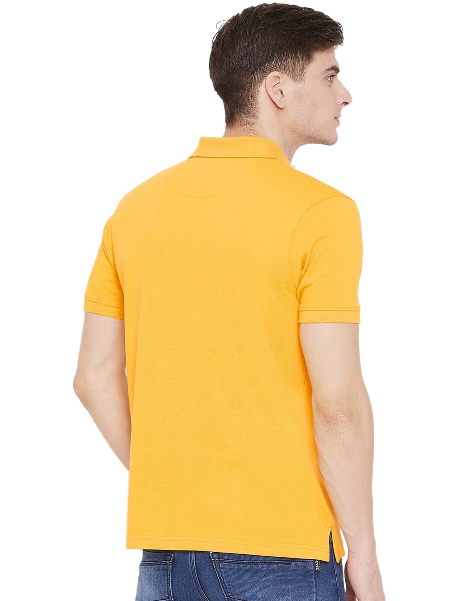 Solid Half Sleeves Mens Polo T-Shirt Yellow