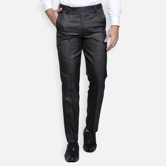 Lycra Regular Fit Mens Formal  black Trousers