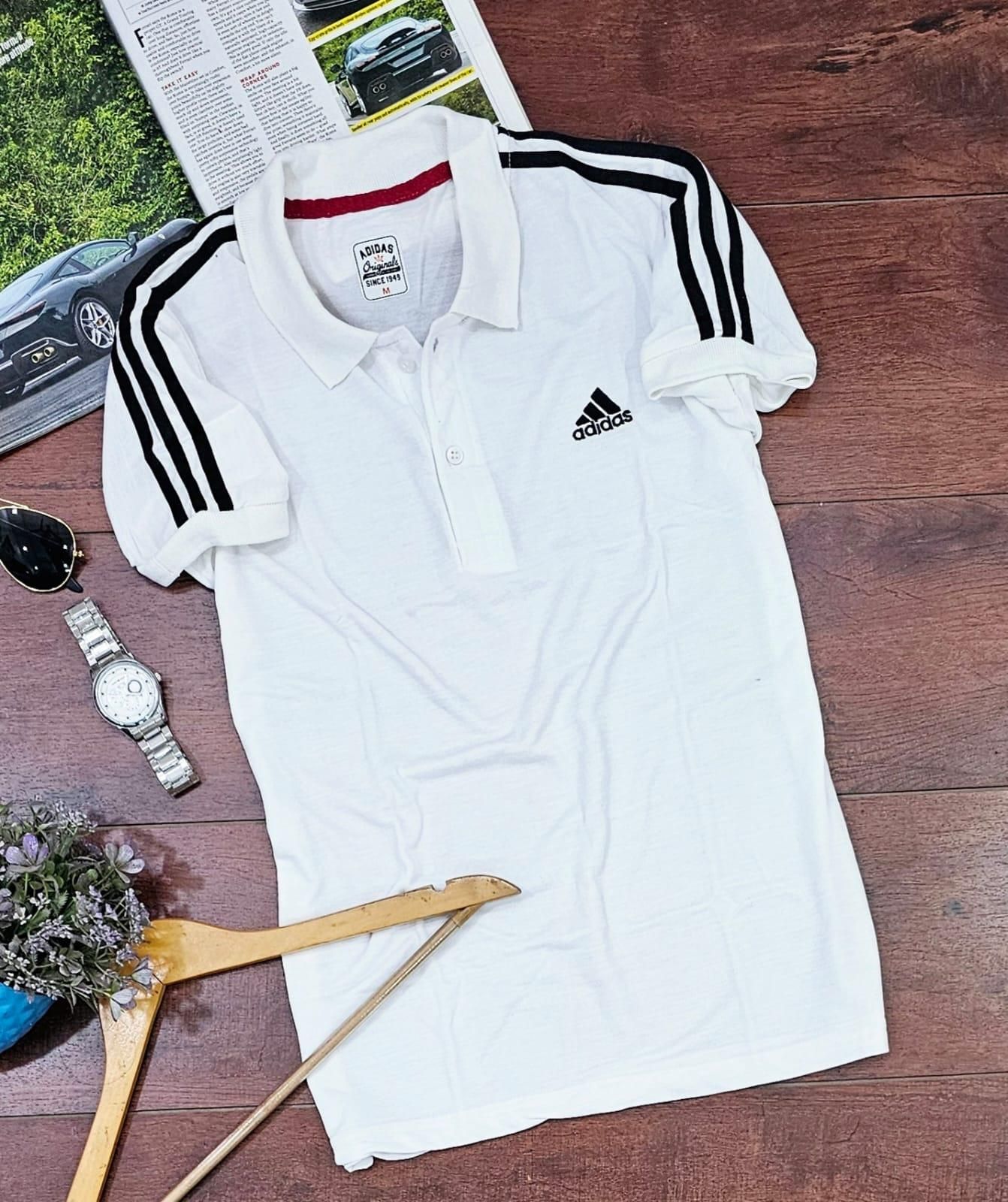 Mens Adidas White Polo Tshirt Super Comfortable