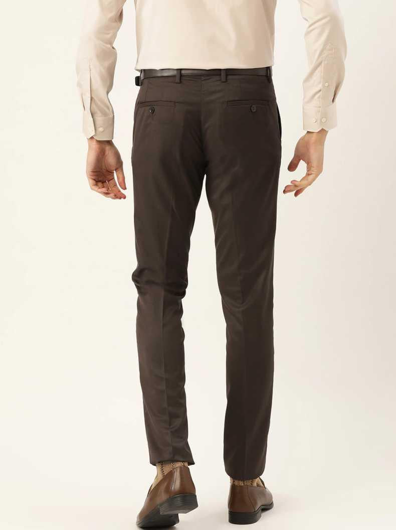 Lycra Regular Fit Mens Formal brown Trousers