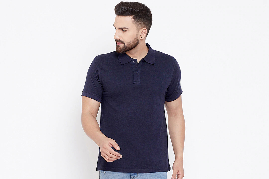 Solid Half Sleeves Mens Polo T-Shirt Royal Blue