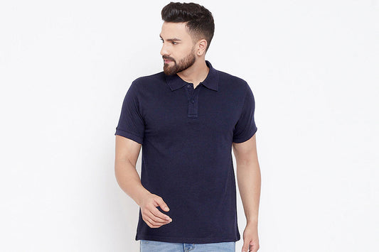 Solid Half Sleeves Mens Polo T-Shirt Royal Blue