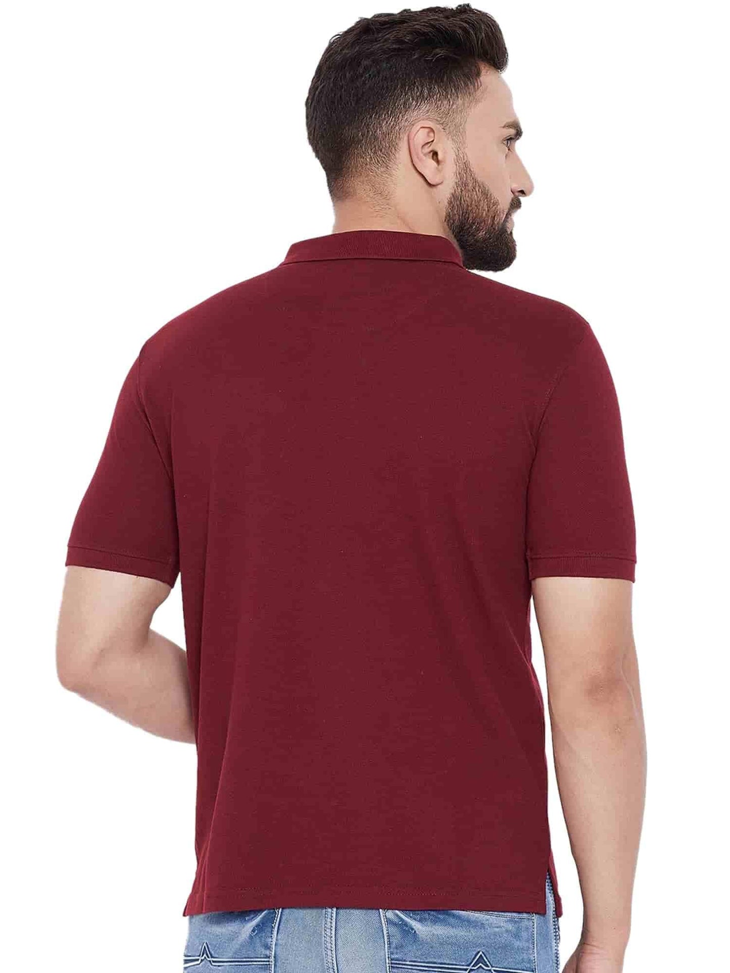 Solid Half Sleeves Mens Polo T-Shirt Maroon Red